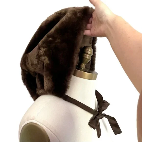 Vintage Dark Chocolate Brown Fur Bonnet Hat - O/S - Picture 6 of 7